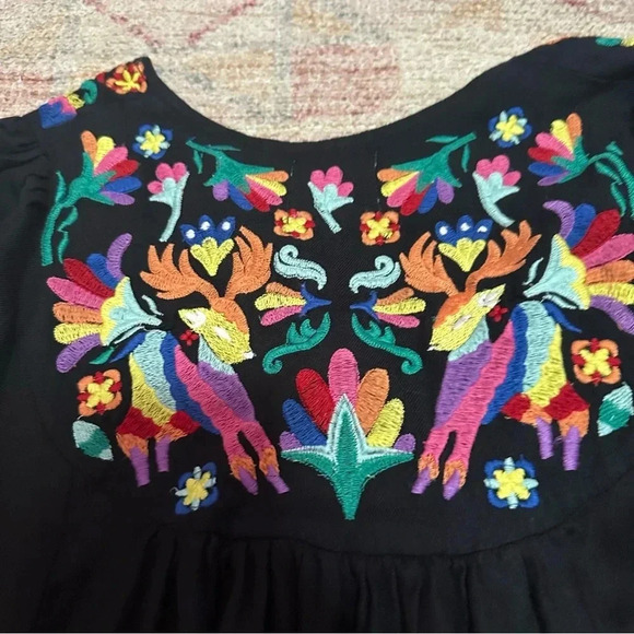 Womens Judith March Embroidered Mini Dress Long Sleeve Black M - Picture 8 of 14